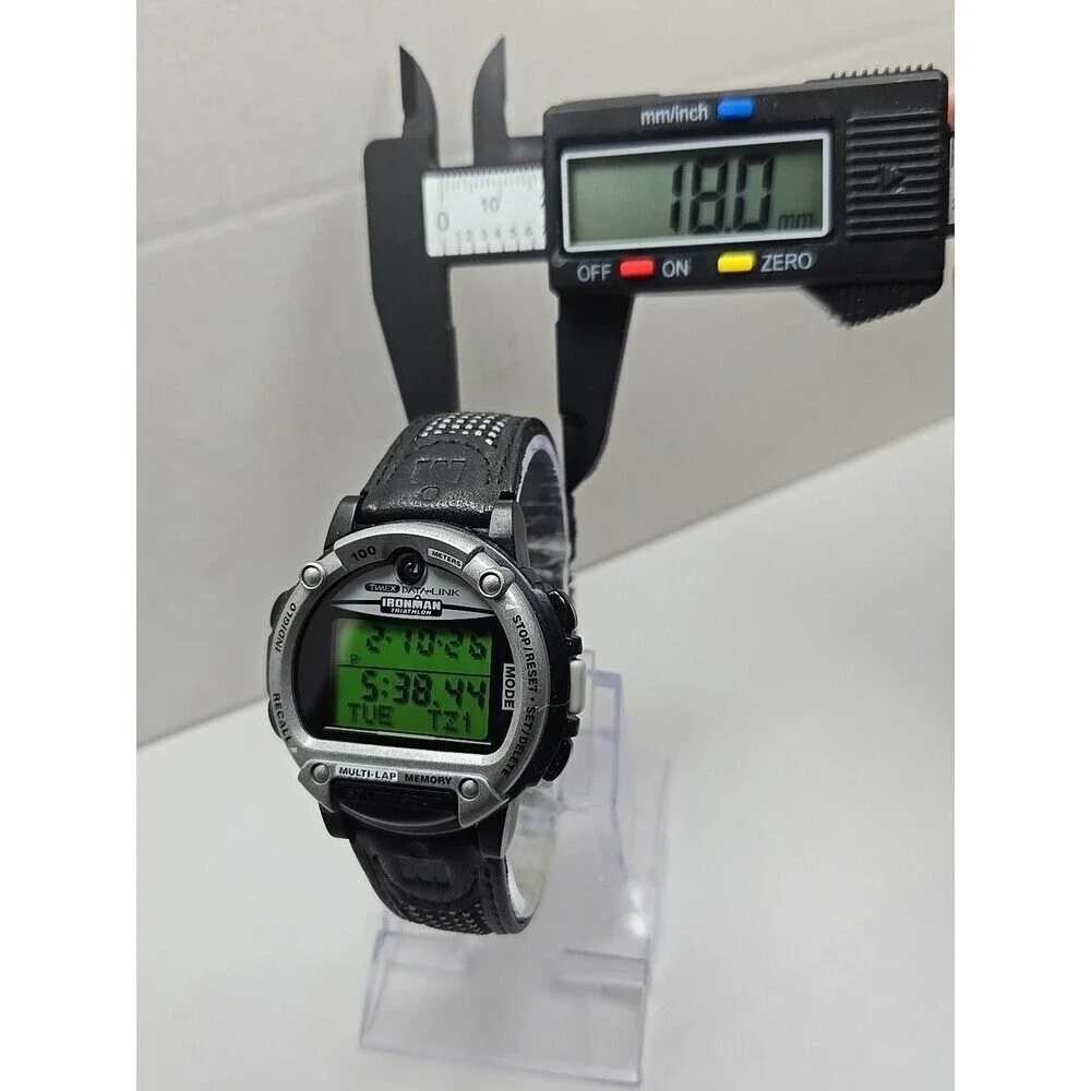 Vintage Timex Data Link Ironman Triathlon Watch Multi Lap New Battery -    Read